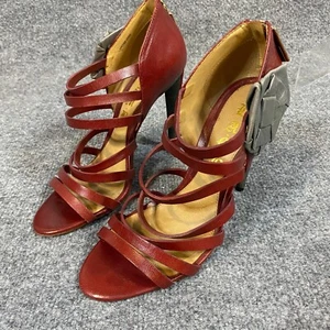 Lamb Womens Pumps 8M Red Stiletto Heels Leather Peep Toe - Picture 1 of 8
