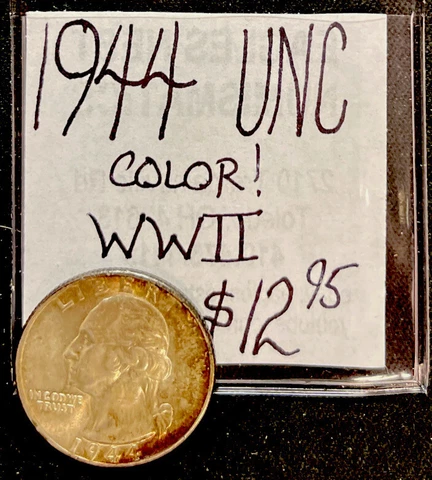 1944  Washington Quarter (uncirculated) w/color WWII Era Coin ENN Coin & Cards Cover