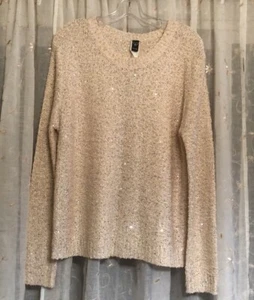 Windsor Women’s Sweater Glitter Metallic Beage Size L NWOT - Picture 1 of 7