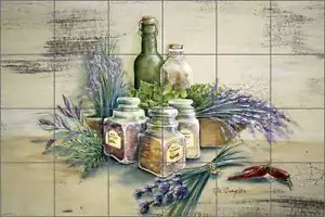 Keramikfliese Wandbild Backsplash Broughton Kräuter Gewürze Küche Kunst EC-RB002 - Bild 1 von 4
