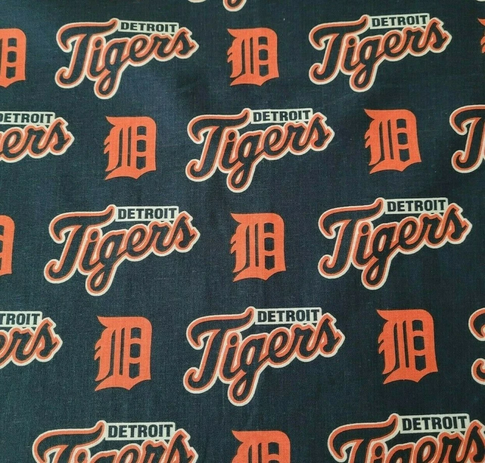 29" Detroit Tigers Baseball Fabric Traditions 58" Wide on Navy MLB - Image 1 of 3