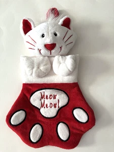 Cat Kitten Plush Christmas Stocking MEOW MEOW 14" - Picture 1 of 3