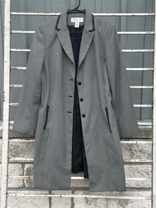 Vintage Norton Mcnaughton Black And Cream Textured Mid Length Coat Sz 10 - Picture 1 of 9
