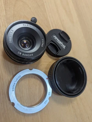 [Mint] Avenon MC 28mm F/3.5 MF Lens Black L39 Leica w/M Ring Japan 76 - Image 1 of 4