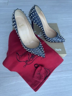 CHRISTIAN LOUBOUTIN Follies Spikes 100 DENIM Lame Lux Pumps 37 Never used, new! - Image 1 of 3