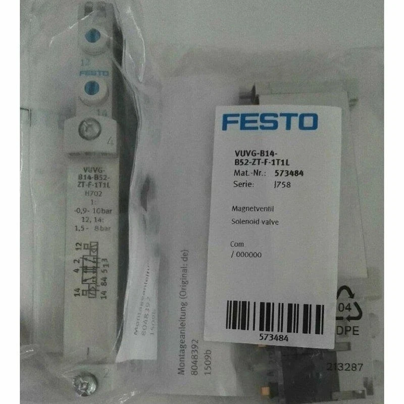 1PC NEW FESTO VUVG-B14-B52-ZT-F-1T1L 573484 Solenoid Valve - Image 1 of 1