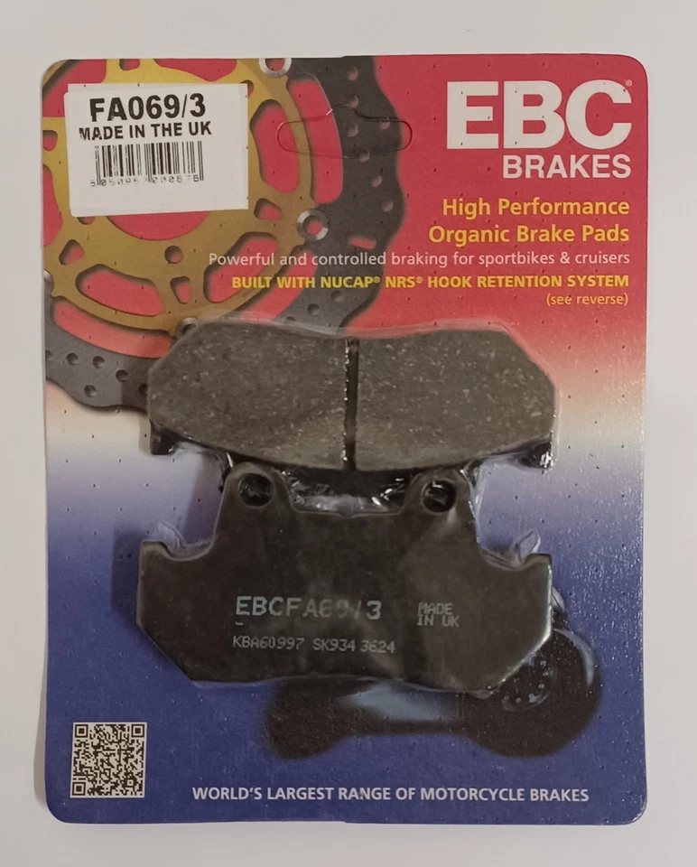 EBC Organic REAR Disc Brake Pads (1 Set) Fits HONDA CBR1000F (1987 to 1988) - Image 1 of 4