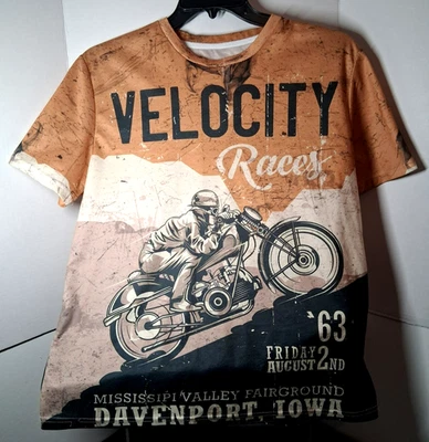 Camiseta de motocicleta retro Velocity Races 1963 ~ Recinto ferial de Davenport, Iowa Foto 1 de 4