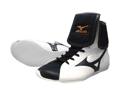 [Hecho por encargo] Zapatos de Boxeo Cortos MIZUNO Línea Blanca/Negro/Negro con Zapatos Bolso Foto 1 de 4