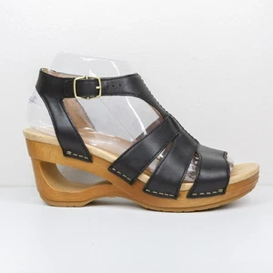 Dansko Trudy Sandalen Keilabsatz Cut Out T-Riemen schwarz Leder Gr. 37 6,5/7 - Bild 1 von 10