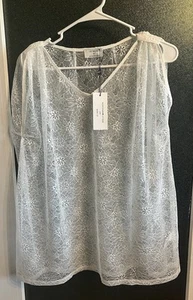 Le Soir Sheer Lace Top NWT - Picture 1 of 4