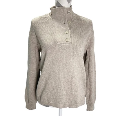 Woolrich Womens Stony Valley Cotton Button Collar Tan Beige Sweater Medium - Image 1 of 4