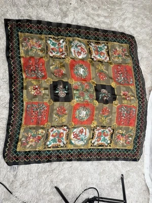 Vintage Worthington multicolor Flower Garden Satin Scarf Made in Italy 33x33 In. - Image 1 of 4
