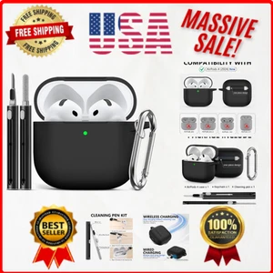 Für Airpods 4 Hülle Cover 2024 mit Cleaner Kit, Weiche Silikon Schutzhülle für - Bild 1 von 9