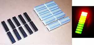 5x driver LM3914 + 5x grafico a barre LED fisso tricolore per grafico a barre misuratore VU audio - Foto 1 di 1