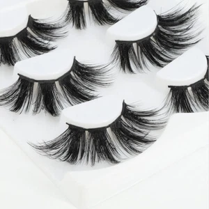 3 pares de pestañas postizas de pelo de visón real 5D tenues largas esponjosas de 25 mm hechas a mano - Imagen 1 de 7