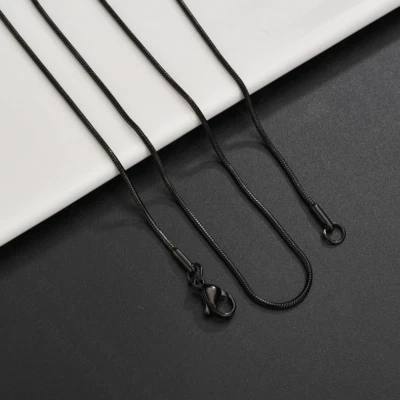 Ожерелье цепочка змея круглая черная серебро золото нержавеющая сталь женское мужское 16-30 дюймов - Изображение 1 из 4