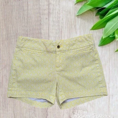 Pantalones Cortos Banana Republic Mujer Talla 2 Amarillo Blanco Abstracto Informal Cremallera Foto 1 de 4