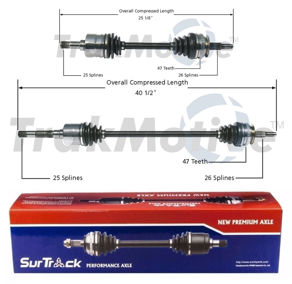 SurTrack Pair Set 2 Front CV Axle Shafts For Plymouth Grand Voyager Caravan FWD - Изображение 1 из 1