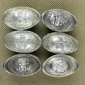 6 Stück China Antik Silberbarren Schöne Schuhform Chinesische Silber Taels - Bild 1 von 5