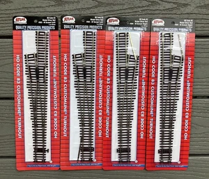 4 ATLAS 1/87 HO CODE 83 NICKEL SILVER MANUAL #6 2 LEFT, 2 RIGHT TURNOUT SWITCHES - Picture 1 of 3