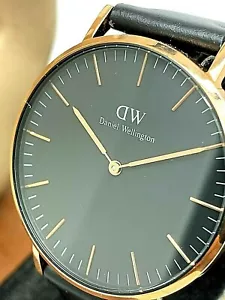Daniel Wellington Womens Watch DW00100139 Rose Gold Black Dial 36mm Leather Band - Picture 1 of 12