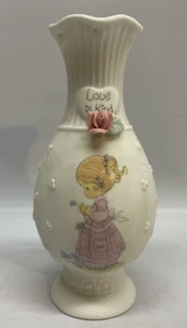 "Love is Kind" Precious Moments Porcelain Flower Vase Rose Bud With Box Vtg 1993 - Picture 1 of 7