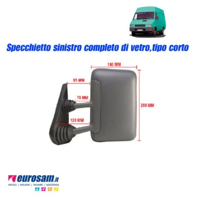 SPECCHIO SPECCHIETTO RETROVISORE SINISTRO SX PER IVECO DAILY 89-99 CORTO GRIGIO - Immagine 1 di 2