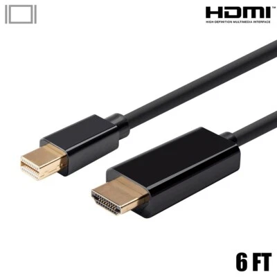 6FT Mini DisplayPort Male to HDMI Male Adapter Cable MacBook Mac Monitor 1080p - Image 1 of 4