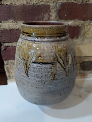 Studio Art Pottery Jar/Canister  with Drip Glaze ~ Large 8.5 T x 7.5 W Unique - Image 1 of 4
