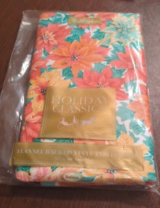 Vintage Holiday Classics Flannel Backed Vinyl Tablecloth 52"x 90" Brand New - Picture 1 of 3