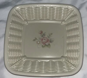 Pfaltzgraff Tea Rose Basket Weave Bread Tray Square Plate Platter Square 7" MINT - Picture 1 of 3