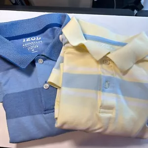 Izod Advantage Performance Polo 2PK Herren blau Str & gelb gestreifte Hemden XL - Bild 1 von 17