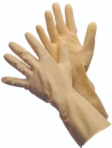 12 PAIRS NATURAL CANNER LATEX GLOVES - 18 MIL, 12" LONG, FLOCK LINED - LARGE - Picture 1 of 1