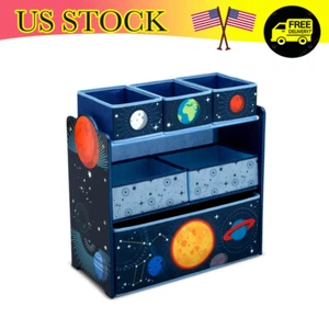 Kids Playroom Storage Shelf Unit Organizer w/ Fabric Bin Children Toy Bedroom US - Picture 1 of 7