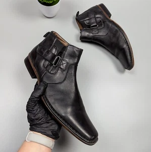 Zapatos/Botas Chelsea MERCEDES-BENZ Vintage Años 90 Para Hombre Cuero Negro Talla EUR43 US9 - Imagen 1 de 22