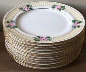 Lovely Vintage Set of 12 Royal Doulton Salad Plates with Pink Roses - Picture 1 of 7