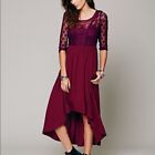 Free People Lonesome Dove High Low Purple Dress Women?s Size 4 No Underslip