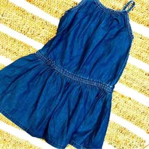Denim cotton denim summer girl dress school tank sleeveless 5 blue patriotic - Picture 1 of 4