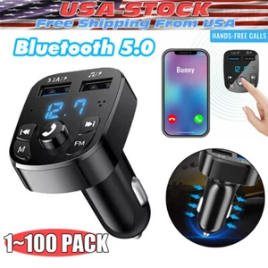 Bluetooth 5.0 Car Wireless FM Transmitter Adapter 2USB PD Charger Hands-Free Lot - Picture 1 of 18