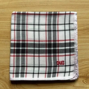 VINTAGE HANDKERCHIEF MEN'S PLAIDS & CHECKS PLAIN POCKET SQUARE COTTON 19" B0635 - Picture 1 of 3