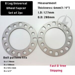 2Pc 8x170 & 8x6.5 Wheel Spacers 6mm Fits Ford F-250 F-350 Super Duty Excursion