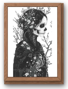Hexenskelett Poster A4 Druckbar Wandbild Digital Foto Hintergrund AI Kunst B - Bild 1 von 1