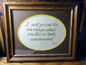 Punto de Cruz Enmarcado Enmarañado Libro de Mormón 1 Nefi 3:7 ¿Iré y haré SUD De Colección? - Imagen 1 de 8