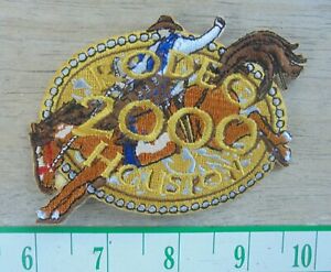 RODEO 2000 HOUSTON LIVESTOCK SHOW AND RODEO CLOTH IRON-ON PATCH 4X2.5"