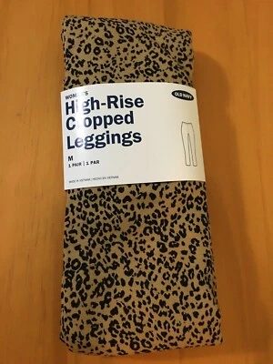  NUEVO CON ETIQUETAS Antiguo Azul Marino Para Mujer Jersey Tiro Alto Recortado Leggings Pantalones Marrón Leopardo  Foto 1 de 2