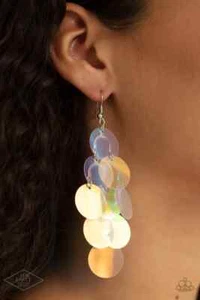 Paparazzi Earrings -Mermaid Shimmer - Multi- Iridescent Sequin - Picture 1 of 2