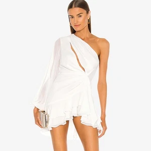Mini Vestido Michael Costello X Revolve Sunny Talla XXS Blanco Un Hombro - Imagen 1 de 2