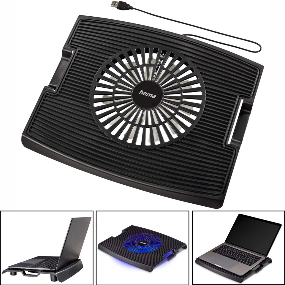Hama USB Notebook-Kühler LED Lüfter Cooler Kühlpad 13" - 15,6" Notebook-Ständer - Bild 1 von 4