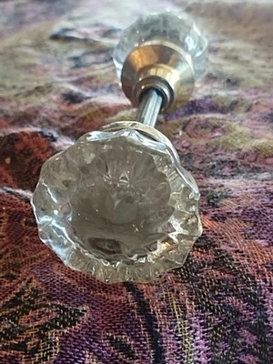 古董12点玻璃门把手 透明 — 第 1/3 张图片